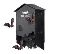 Bat Houses Outdoors - Wooden Bat Nest Habitat | Three Chamber Wall Mount Shelter Box, Weather Resistant Garden Decoration for Halloween, Backyard or Outdoor Wildlife Support Use, 440.5g