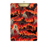 Bat in The Fire Halloween Acrylic Pediatric Nurse clipboards Standard Letter A4 Size Acrylic Cute for 5th Grade Classroom Essentials for Teachers Gold 12x9in Tabla para escribir