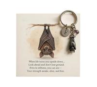 Bat Inspirational Keychain, Metal Bat Pendant with Encouragement Verse Card, An Interesting Gift, Gift for Friends (1Pcs)