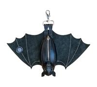Bat Keychain Wallet - Small PU Leather Coin Purse with Foldable Wings | Handmade 3D Gothic Zipper Pouch for Loose Change & Cards | Unique Gothic Gift for Women & Men, Perfect for Everyday Carry or as