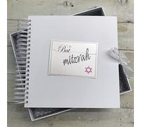 BAT Mitzvah. Card & Memory Book. Words & Pink Star of David Design. Hand Finished by WHITE COTTON CARDS (JLL10)