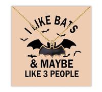 Bat Necklace For Women Bat Lover Gift Halloween Spooky Bats Themed Jewelry I Like Bats And Maybe 3 People, S, Metal, na unknow