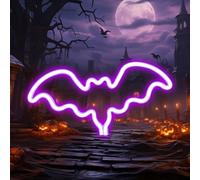 Bat Neon Signs Purple Bat Light Up Battery and USB Dual Powered LED Night Lamp for Home Kids Room Birthday Gift Club Party Wall Decor