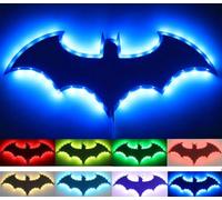 Bat Night Light Superhero LED Signal Cool Lamp with 16 Colors Remote Control Wall Sconce Acrylic Engraved Neon Sign Light Room Wall Decor for Bedroom Party Birthday Xmas Gifts (Black Bat)
