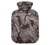 Bat on The Tree Hot Cold Water Bottle with Fleece Cover PVC Hot Water Bag 2 Liter