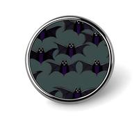 Bat Pattern Badges Decorative, Durable Aluminum Alloy Round Badge, Lightweight Button Brooch for Shirts, Jackets, Hats, Uniforms 1"