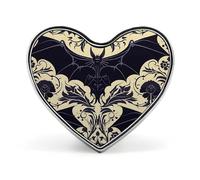Bat Pattern Badges Heart with Button Design, Personalized Picture Pin Brooches, Heart Badge Holders for Decorate Hat Shirt Clothing Bag Accessories