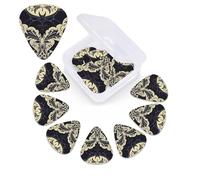 Bat pattern Guitar Picks 12 Pack Plectrums with Organizer Box, 3 Different Thickness Includes Thin Medium Heavy Picks