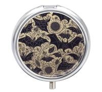 Bat Pattern Pill Box Cute Round Pill Case Portable Medicine Tablet Vitamin Holder Organizer for Purse Pocket