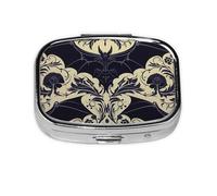 Bat Pattern Pill Case 2 Compartment Pill Box Portable Metal Pill Organizer Cute Travel Pill Container Vitamin Organizer for Purse Pocket Travel Gift