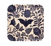 Bat Pattern Premium Leather Coaster Set â€“ 4-Piece Soft Pvc Leather Drink Coasters (10Ã-10 Cm), Single-Sided Full-Print Design, Heat-Resistant & Stain-Proof For Kitchen, Dining Room & Office Use