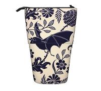 Bat Pattern Print Adjustable Pencil Case Versatility Office Pouch Pen Holder Gift Daily Supplies