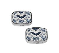 Bat Pattern Print pilldispenser 2 Compartment Medicine Case, Portable pilldispenser for Pocket Or Purse Pillbox