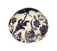 Bat Pattern Print Shower Cap For Women Lightweight Reusable Softdouble Waterproof Layers Leakproof.