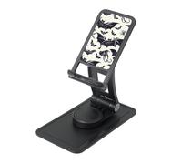 Bat Pattern Prints Rotating Cell Phone Stand with 360° Swivel Base - Foldable Square Desk Phone Holder for iPhone 16 15 14 13 12 11,All Phones,Black