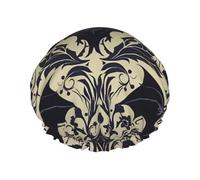 Bat pattern Shower Cap Reusable Waterproof Shower Bonnet for Women Men Elastic Band Bath Hair Hat Double Layered Washable Bath Cap for All Hairstyles, Travel-Friendly