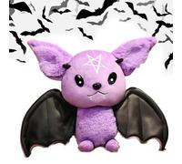 Bat Plush Stuffed Animal Toys with Soft Fur & Leather - like Wings, Halloween Bat Plush, Home Decoration Gift for Boys & Girls, Stuffed Animal Toy, Bedtime Doll, Xmas Furry Gift (Purple)
