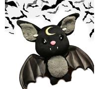 Bat Plush Stuffed Animal Toys with Soft Fur & Leather - like Wings, Halloween Bat Plush, Home Decoration Gift for Boys & Girls, Stuffed Animal Toy, Bedtime Doll, Xmas Furry Gift (Black)