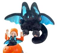 Bat Plush Toy - 13 Inch Medium Size Doll, Dark Flying | Soft PP Cotton Stuffed Fabric Material 220g Gothic Black Realistic Halloween Decoration Hugging Cushion Pillow Gift For Kids Room