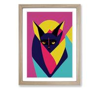 Bat Pop Art Framed Print | A2 Oak Framed Wall Art | Ready to Hang | Pop Art Nature Picture | Living Room Bedroom Lounge Office