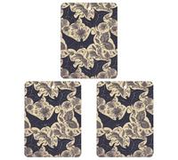 Bat Print Car Air Freshener, 3 Pcs Square Hanging Air Freshener Cards, Long Lasting Fragrance Scented Cards for Car, Home, Office White-style