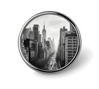 Bat Print Lapel Pin Fashion Brooch Pin Cute Button Badges Round Button Pins Enamel Pins Metal Pinback for Hat Shirt Clothing Bags Decoration, Black and white New York, Circular