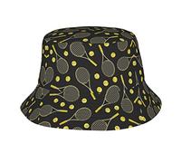 Bat Print Printed Bucket Hat Unisex Trendy Lightweight Outdoor Hot Fun Summer Beach Vacation Getaway Headwear, Funny Tennis Racquets and Tennis Balls, One size