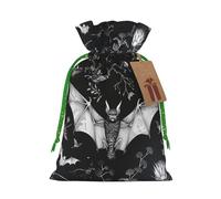 Bat Print Printed Christmas Drawstring Gift Bags-Xmas Wrapping Bags,Candy Bag,For Holiday Party Decorations,Wedding Party Supplies M Green Christmas Ribbon