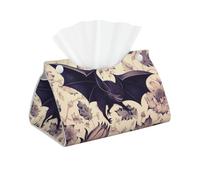 Bat Print Printed Long Tissue Box Cover Leather Modern Tissue Case Tissue Box Holder for Home Office Decor Bathroom Car