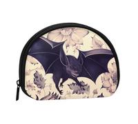 Bat Print Printed Mini Coin Pouch, Shell Shape Zip Around Wallet, Small Zipper Pouch for Cash, Cards, Keys, Lipstick, Storage Pouch, Travel Organizer