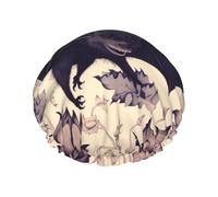 Bat Print Printed Shower Cap,Waterproof Shower Cap For Women Reusable Shower Hat Bath Caps With Elastic Band