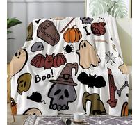 Bat Print Soft Cozy Throw Blanket - Spooky Style Lightweight and Fluffy Blankets for Kids - 150x200cm Ghost Fleece Throw for Bed, Sofa, Chair A217