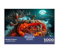 Bat Recycled Paper Jigsaw Puzzle 1000 Pc -Pumpkin Castle Haunted Spooky Artistic Challenging Game Toys Gift for Home Wall Decoration38x26cm/1000pcs