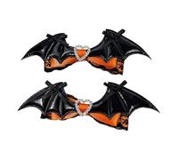 Bat Shape Barrettes for Halloween Costume Dressing, D | Fabric Lace Ribbon Design with Heart Accent Photo Ready