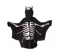 Bat Skeleton Costume, Black & White with Hooded Bodysuit & Attached Win s, Halloween Child Fancy Dress, Bat Dress Up Costumes (Black, 5-6 Years)