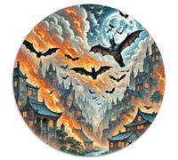 Bat Skimming Night 1000 Pieces Jigsaw Puzzle 12 Years And Up Art Round Puzzle Difficult Challenge for Adults Family Game Stress Reliever Expert Skill Level 1000pcs (67.5x67.5cm)