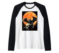 Bat Skull Goth Moon Men Black Gothic Women Skull Bat Raglan Baseball Tee