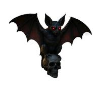 Bat Skull Lamp, Bats Skull Sculpture, 6.5x2.83x5.91in Creates Scary Ambiance, Gothic 3D Resin with Led Light, Horrific Halloween Decor for Study, Bedroom, Escape Room, Bar, Bedside, Living Rooms