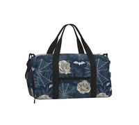 Bat Spider Web Gym Bag for Men Women, Rose Weekend Travel Duffle Bag with Shoe Compartment,Water-Resistant Sport Overnight Tote Dance Yoga Carry On Holdall