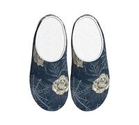 Bat Spider Web Women's Slippers Flannel House Slippers for Men Rose Non-Slip Warm Winter Shoesfor Indoor Outdoor UK 11-12