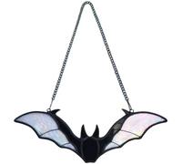 Bat Stained Glass Sun Catcher Window Hanging, Handmade Translucent Decorative Art, Halloween Home Decor (Colorful)