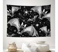 Bat StarBlack and white Galaxy Theme Room Decor Witchy Tapestries Aesthetic Wall Hanging for Bedroom Living Room 180x230cm