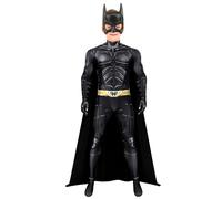 Bat Superhero Costume for Children Boys Black Dark Night Hero Bodysuit Cape Batman Half Mask Halloween Carnival Cosplay Outfits (L)