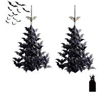 Bat Swarm Tree Ornament, Gothic Halloween Bat Swarm Hanging Decorations, Festival Party Horror 2D Flat Acrylic Bats Shape Home Decor, Suitable for Porches, Patios, Ceilings or Home (2 pcs)