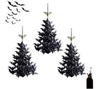 Bat Swarm Tree Ornament, Gothic Halloween Bat Swarm Hanging Decorations, Festival Party Horror 2D Flat Acrylic Bats Shape Home Decor, Suitable for Porches, Patios, Ceilings or Home (3 pcs)