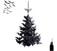 Bat Swarm Tree Ornament, Gothic Halloween Bat Swarm Hanging Decorations, Festival Party Horror 2D Flat Acrylic Bats Shape Home Decor, Suitable for Porches, Patios, Ceilings or Home (1 pc)