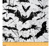 Bat Upholstery Fabric for Chairs Kids Halloween Theme Fabric by The Yard Wild Animals Waterproof Outdoor Fabric Women Men Decor Lightweight Halloween Black Outdoor Fabric 1 Yard (L92*W150cm)