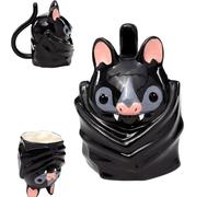 Bat Upside Down Shaped Mug - 3D Cute Ceramic Bat Coffee Cup with Tail Handle, Handmade Novelty Funny Animal Mug, Weighted Stable Base, Goth Drinkware Gift for Office, Home Desk Decor (1 PC)