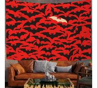 Bat Vampire Tapestry Wall Hanging, Halloween Animals Wall Art, Rustic Home Decor Nature Tapestries Bedspread For Bedroom, Dorm, College, Living Room, 90"X60", Crimson