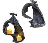 Bat Wall Tea Light Holder, Gothic Bat Wall Candle Holder, Unique Delicate Gothic Wall Sconces for Home, Garden, Resin Craft Decoration (2)